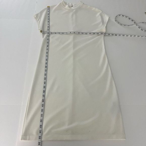 Massimo Dutti White Dolman Sleeve Keyhole Back Ribbed Shift Dress Size XS - Picture 14 of 15